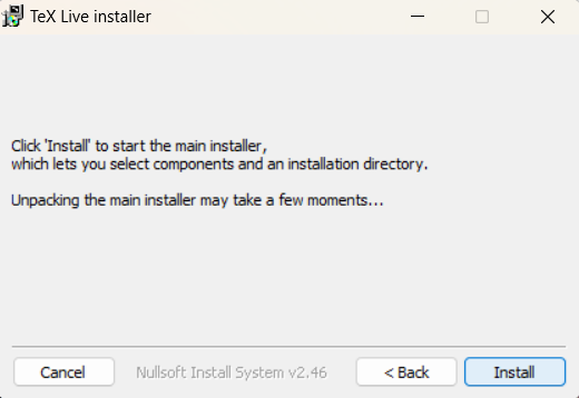 TeX Live installer 2nd window